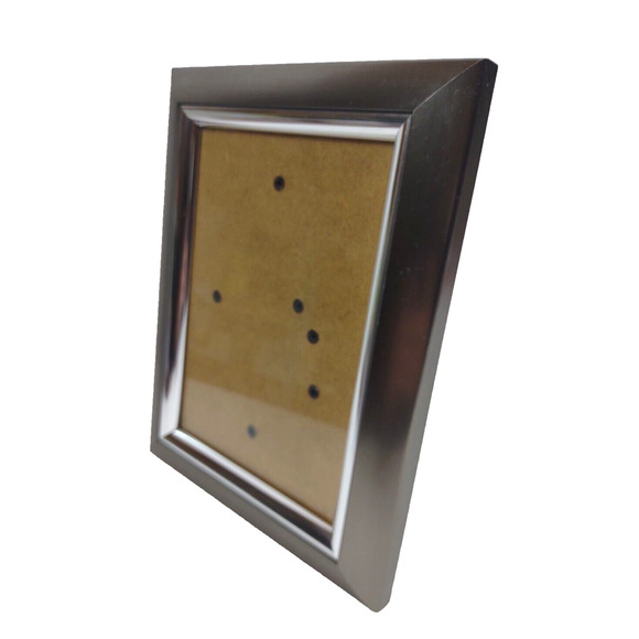 Satin Silver Toned Beveled Chrome Picture Frame 5x7 Photo Frame w Stand or Hang - Picture 11 of 11